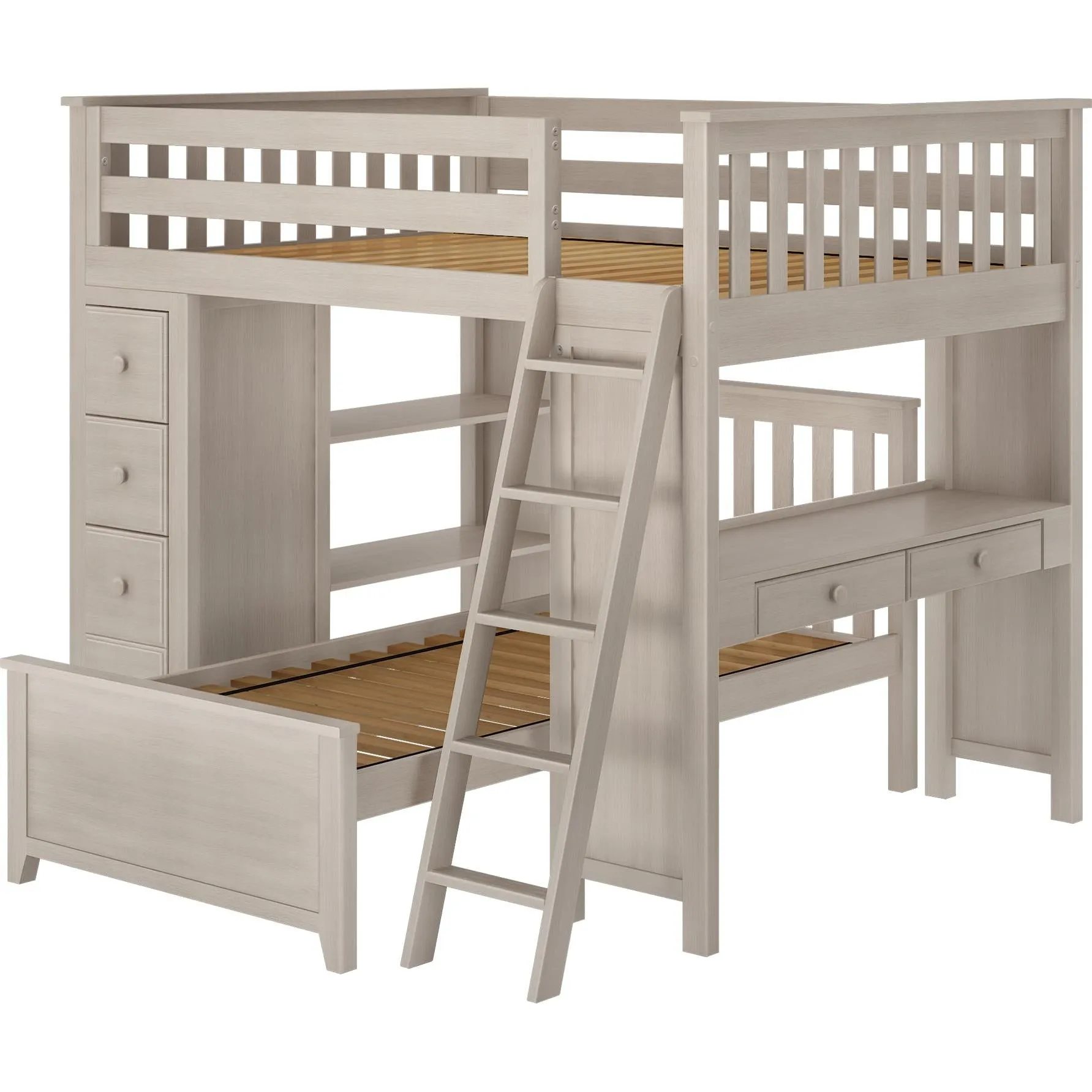 Jackpot Deluxe Mayfair Full over Twin L-Shape Bunk with Desk   Storage