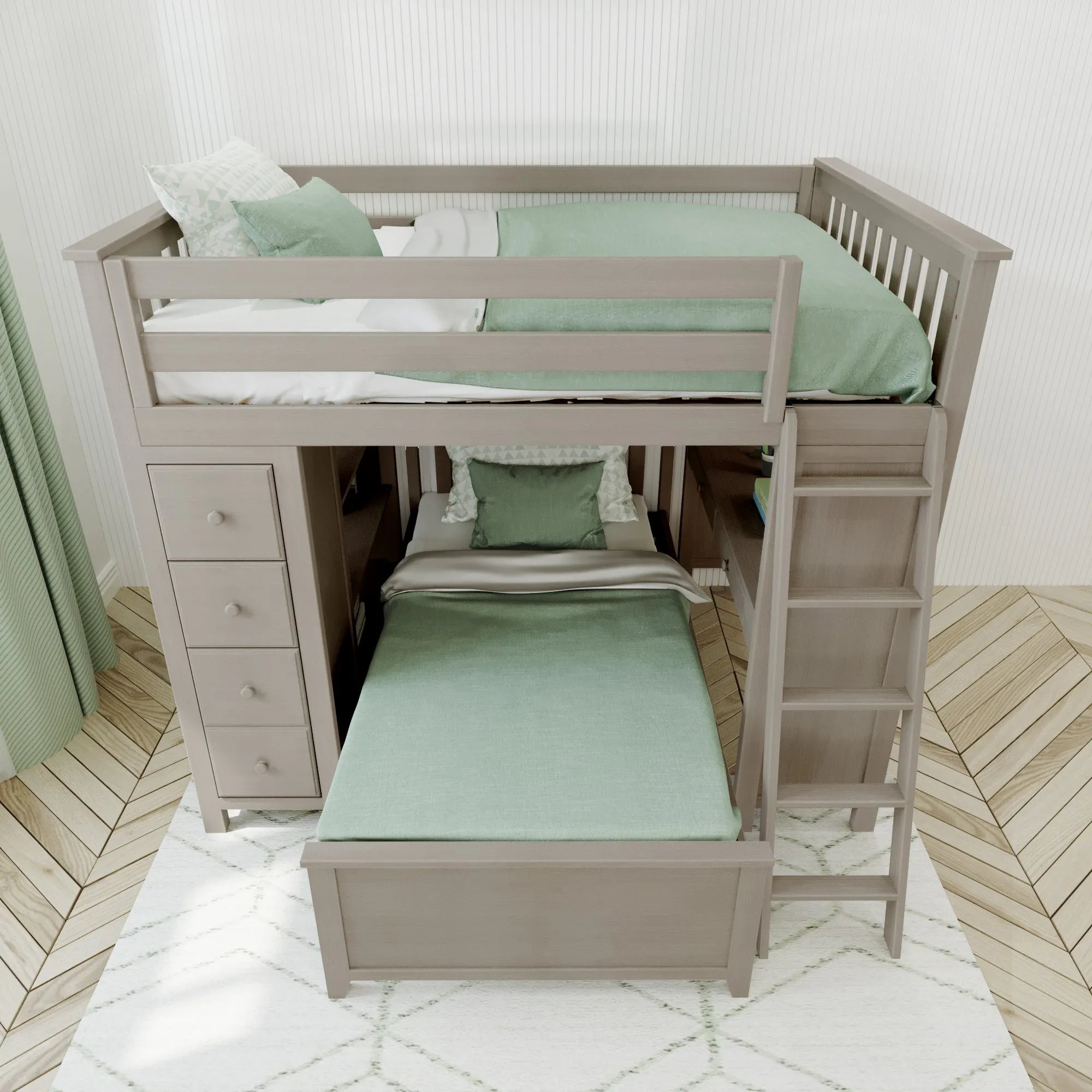 Jackpot Deluxe Mayfair Full over Twin L-Shape Bunk with Desk   Storage