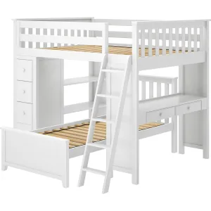 Jackpot Deluxe Mayfair Full over Twin L-Shape Bunk with Desk   Storage