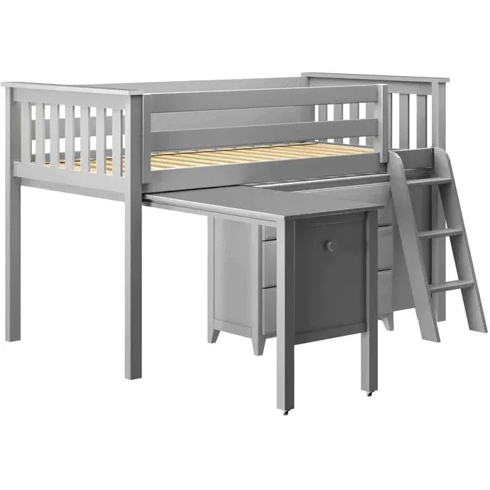 Jackpot Deluxe Windsor Twin-Size Storage Loft Bed with Two Dressers   Desk