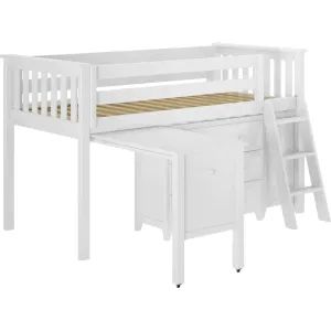 Jackpot Deluxe Windsor Twin-Size Storage Loft Bed with Two Dressers   Desk
