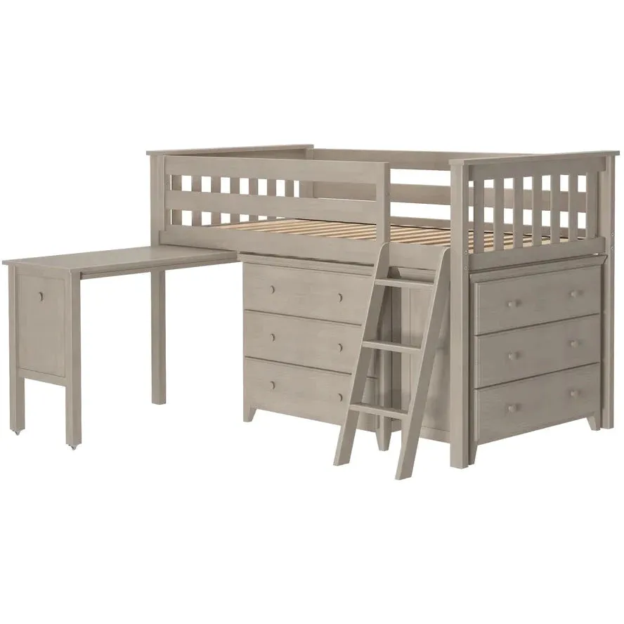 Jackpot Deluxe Windsor Twin-Size Storage Loft Bed with Two Dressers   Desk