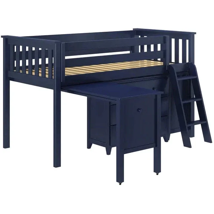 Jackpot Deluxe Windsor Twin-Size Storage Loft Bed with Two Dressers   Desk