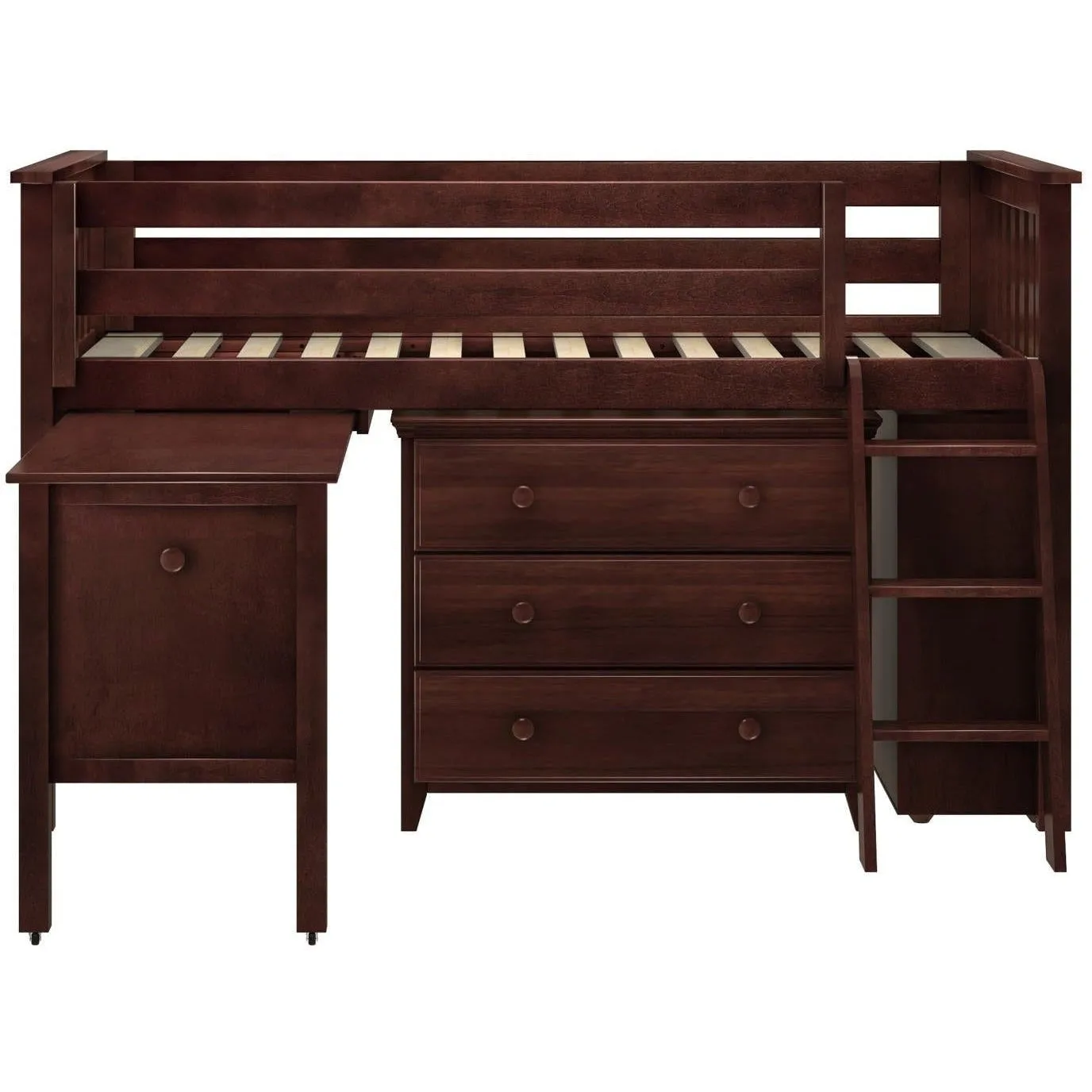 Jackpot Deluxe Windsor Twin-Size Storage Loft Bed with Two Dressers   Desk