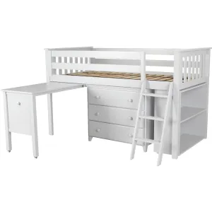 Jackpot Deluxe Windsor Twin Storage Loft Bed with Dresser   Bookcase   Desk