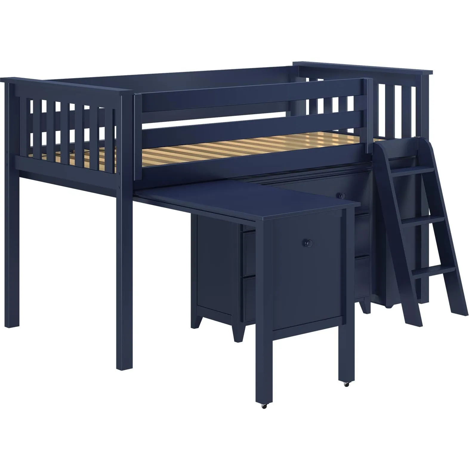 Jackpot Deluxe Windsor Twin Storage Loft Bed with Dresser   Bookcase   Desk