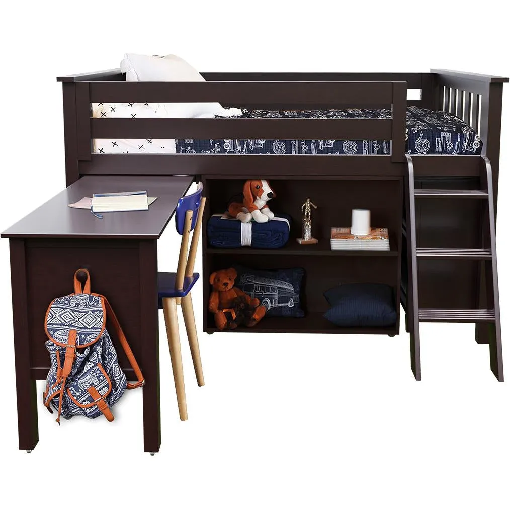 Jackpot Deluxe Windsor Twin Storage Loft Bed with Dresser   Bookcase   Desk