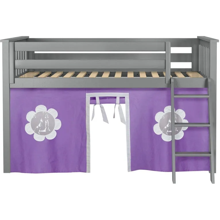 Jackpot Deluxe York Twin Play Loft with Purple/White Curtain