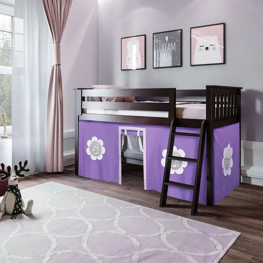 Jackpot Deluxe York Twin Play Loft with Purple/White Curtain