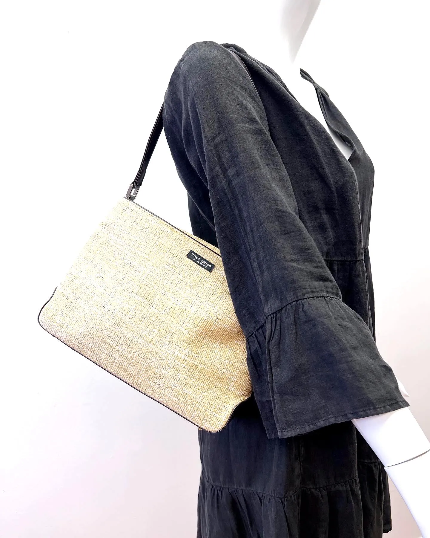 KATE SPADE NATURAL WOOVEN HANDBAG