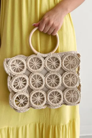 Keep It Real Wooden Woven Straw Handbag (Ivory)