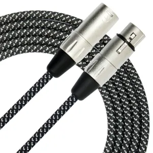 Kirlin 20ft / 6m Black & White Woven Fabric Coated XLR - XLR Microphone Cable