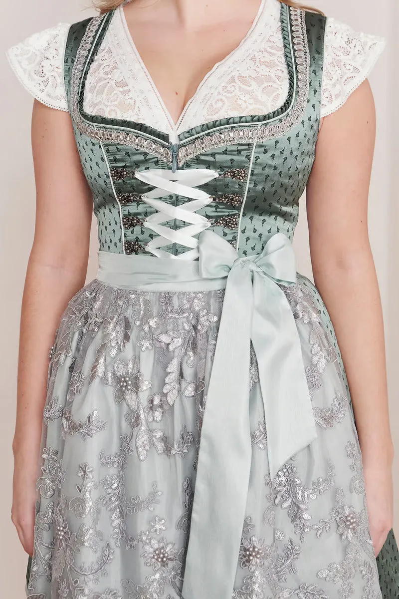 Kruger Midi Dirndl 2pcs. 50cm "Hira" green (36)