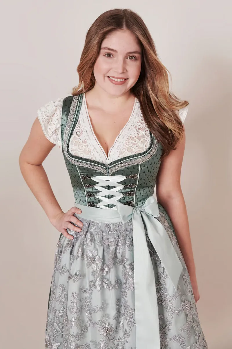 Kruger Midi Dirndl 2pcs. 50cm "Hira" green (36)