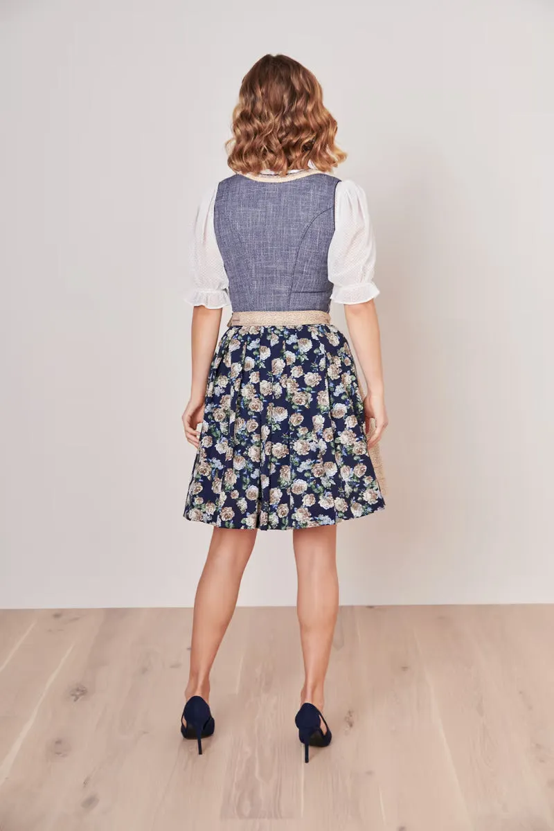 Kruger Mini Dirndl 2pcs. 50cm "Justine" blue (36)