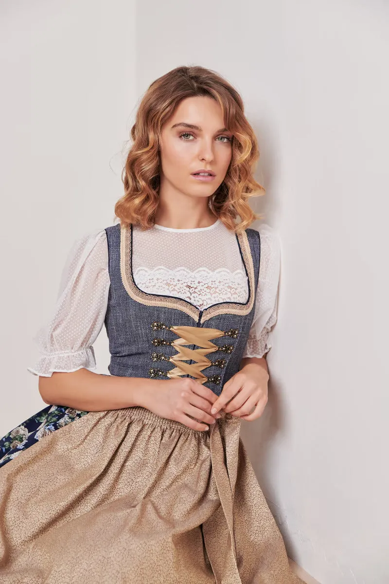 Kruger Mini Dirndl 2pcs. 50cm "Justine" blue (36)