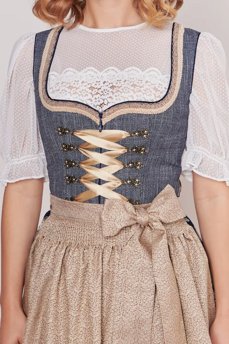 Kruger Mini Dirndl 2pcs. 50cm "Justine" blue (36)