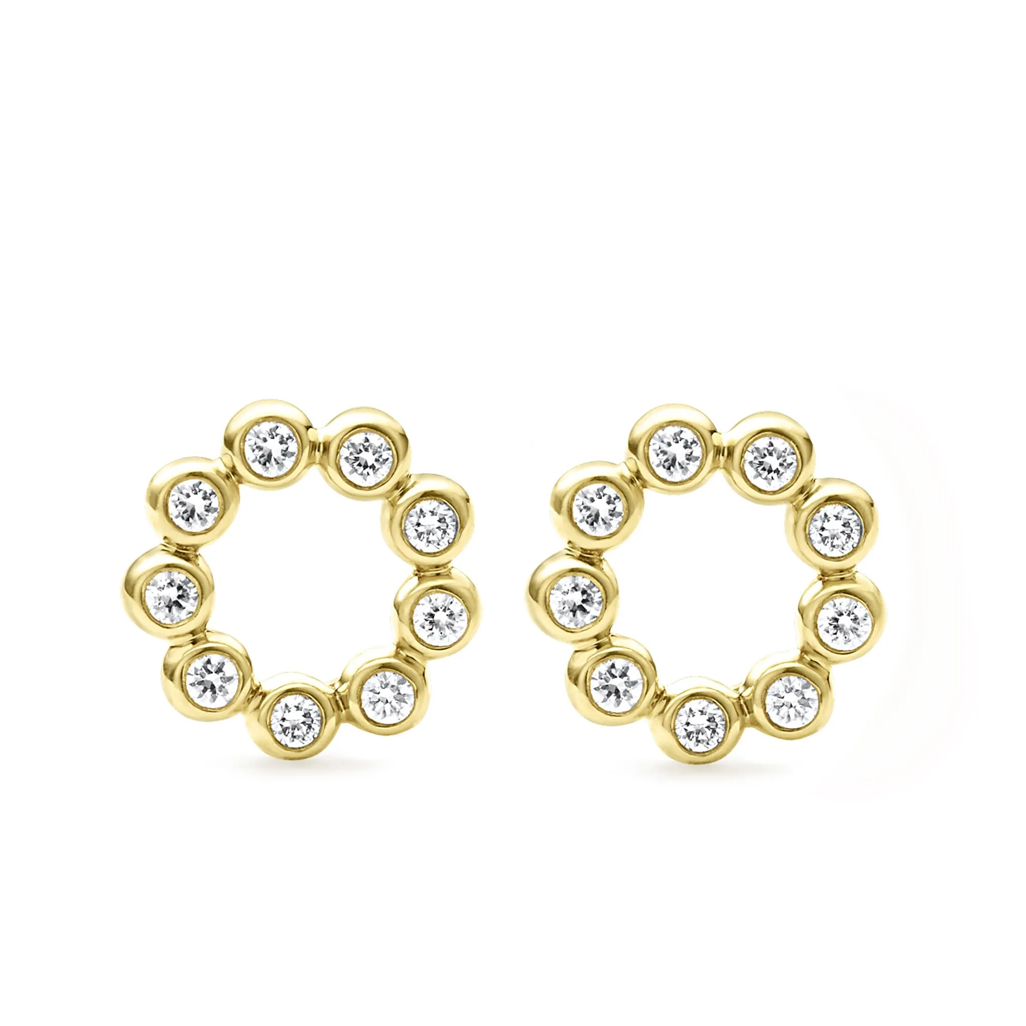 KSL 18K Gold Circle Diamond Stud Earrings