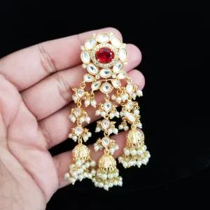 Kundan Long Earrings With Tassel Jhumkas