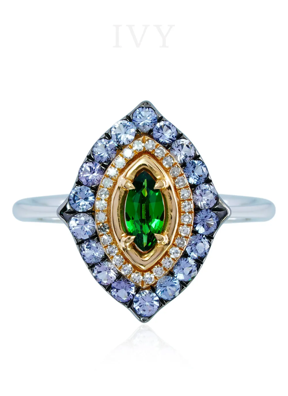 La Marchesa Ring with Tsavorite and Grey Spinel