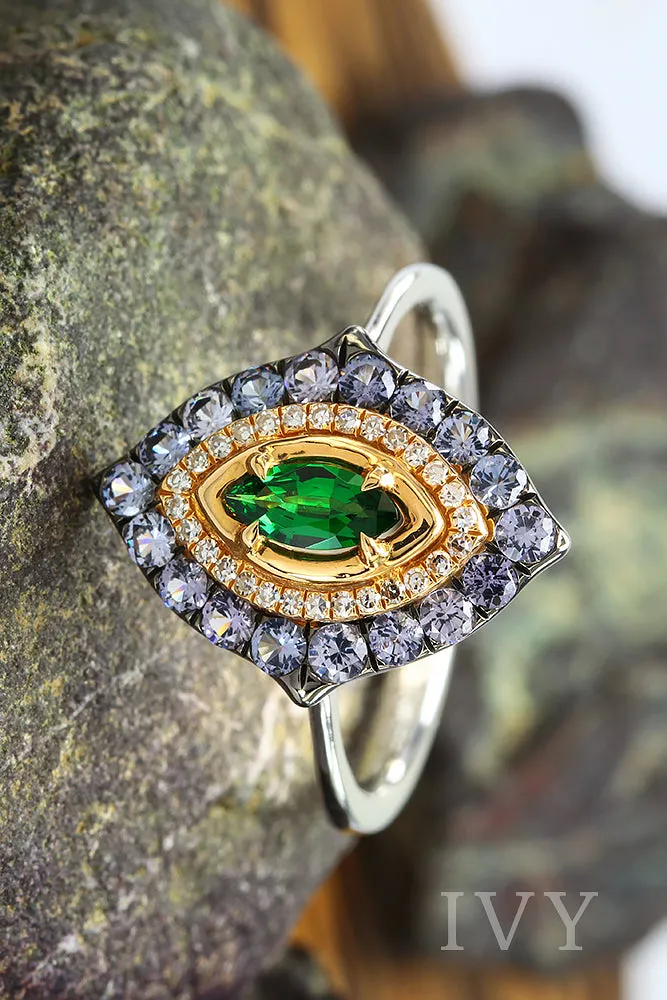 La Marchesa Ring with Tsavorite and Grey Spinel