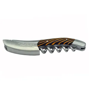 Laguiole en Aubrac Sommelier Waiter's Corkscrew with Samba Wood & Yellow Veins Handle, Brushed Bolster