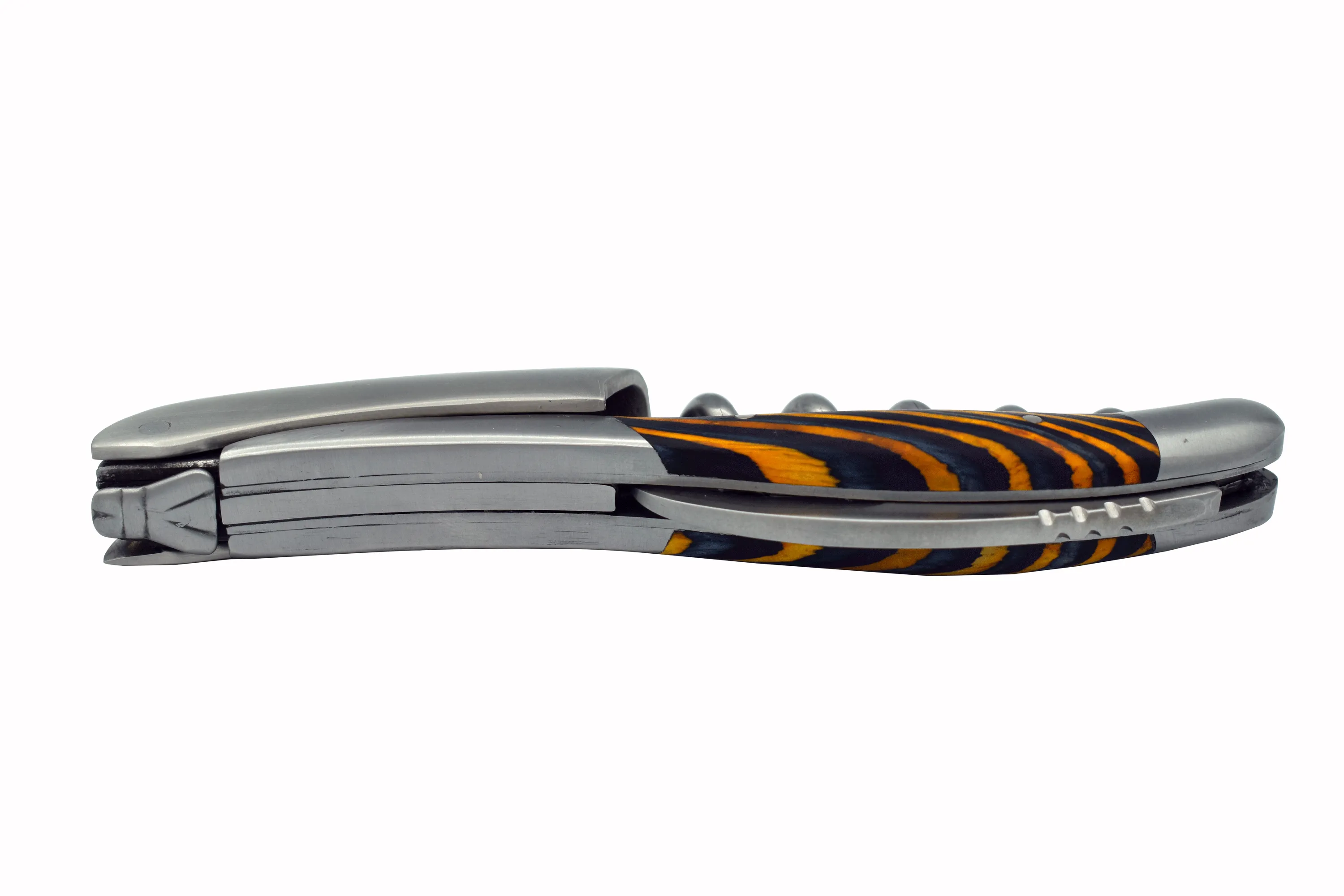 Laguiole en Aubrac Sommelier Waiter's Corkscrew with Samba Wood & Yellow Veins Handle, Brushed Bolster