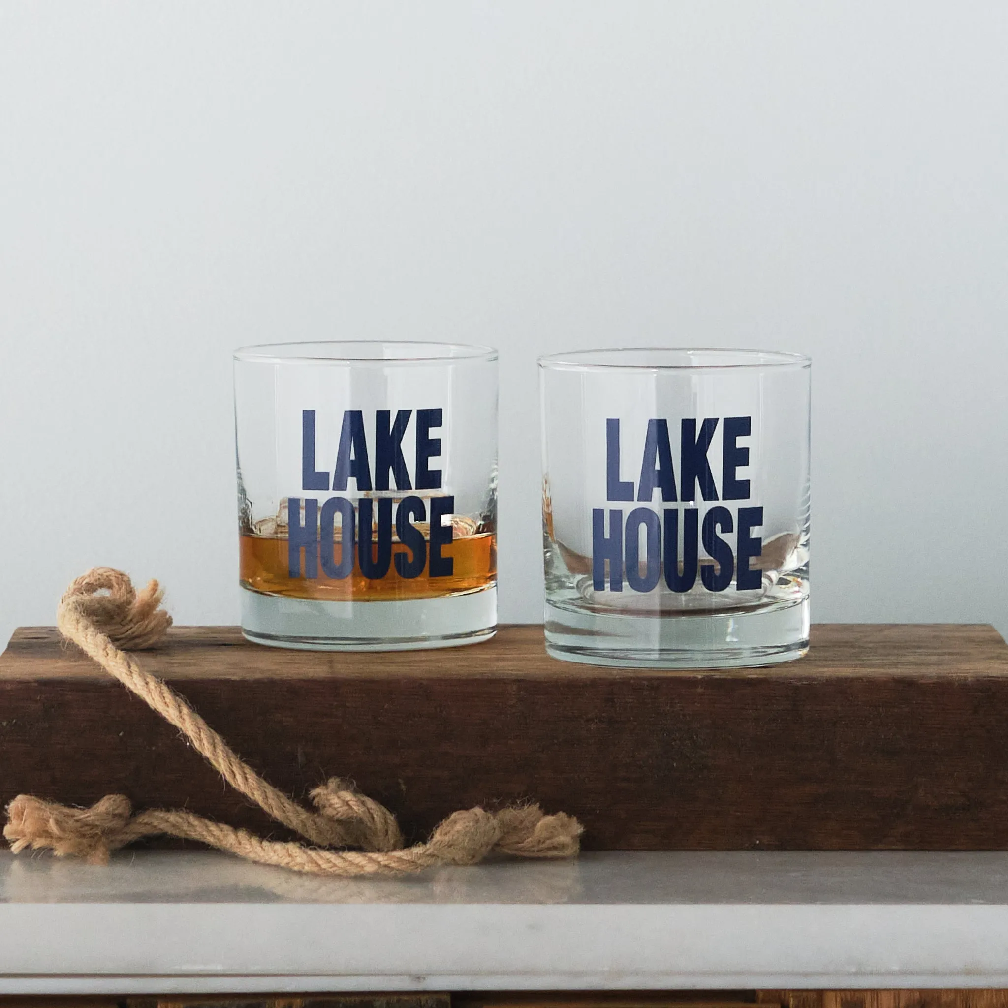 Lake House Typography Rocks Glasses