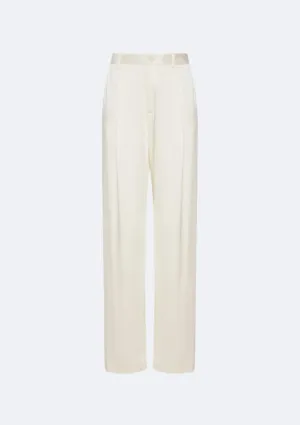 LAPOINTE Satin Relaxed Pleated Pant- Cream