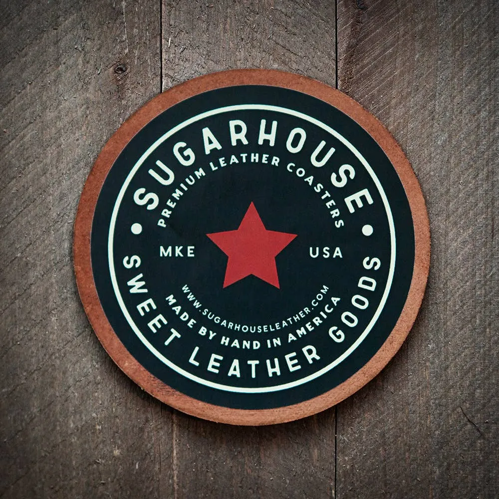 Leather Coaster Drinks on Me