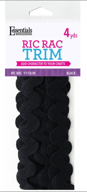 Leisure Arts Essentials Black 11/16" Ric Rac