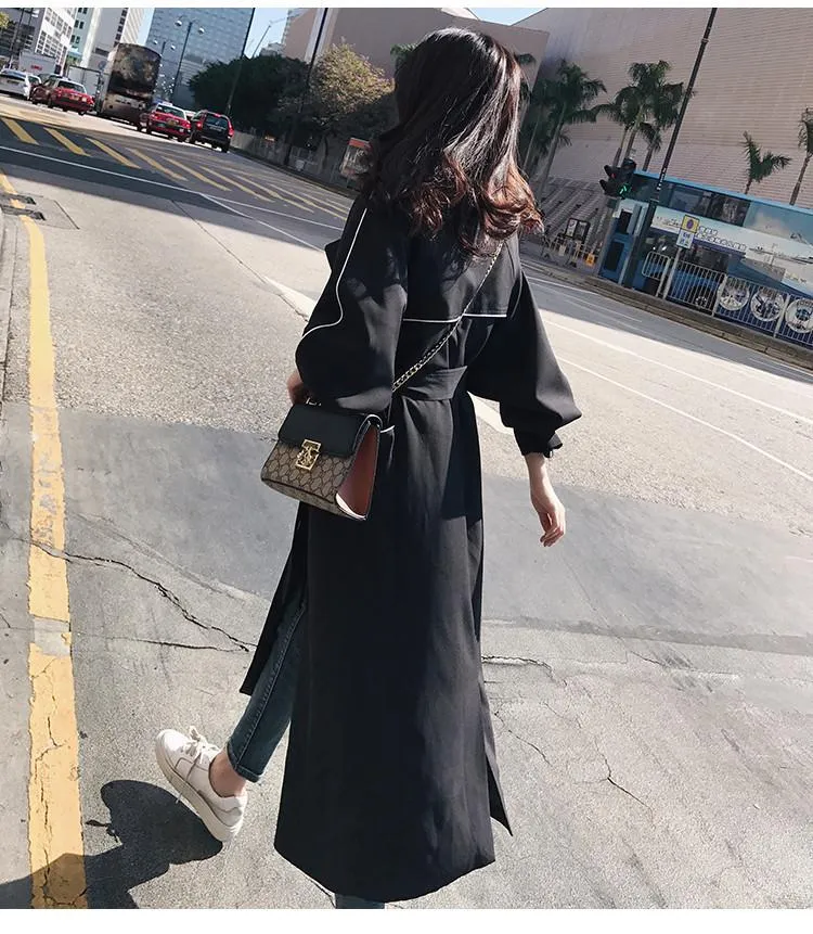 Leisure Black Women Long Trenchcoat