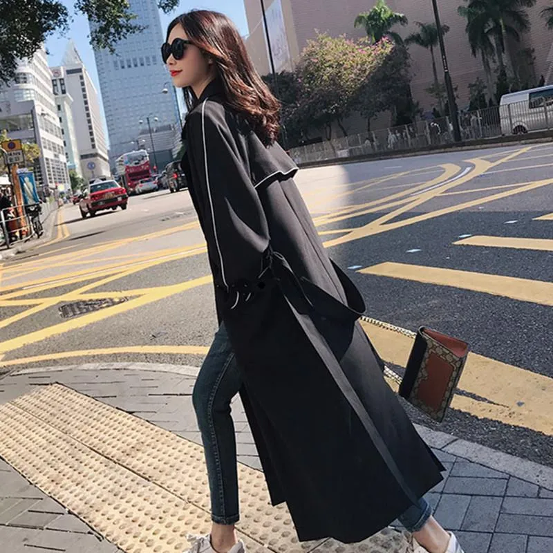 Leisure Black Women Long Trenchcoat