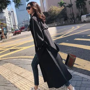 Leisure Black Women Long Trenchcoat