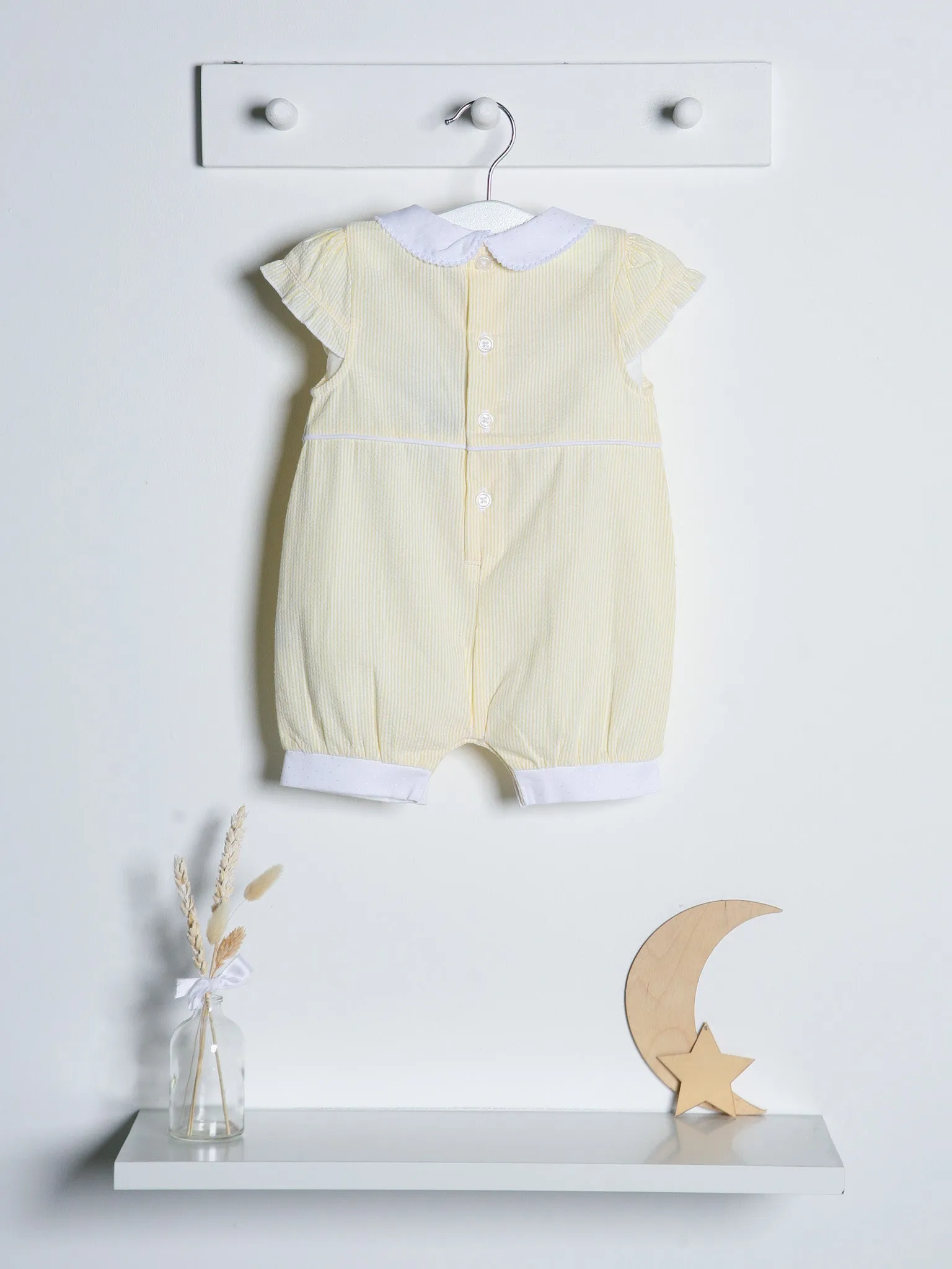 Lemon frill collar seersucker romper