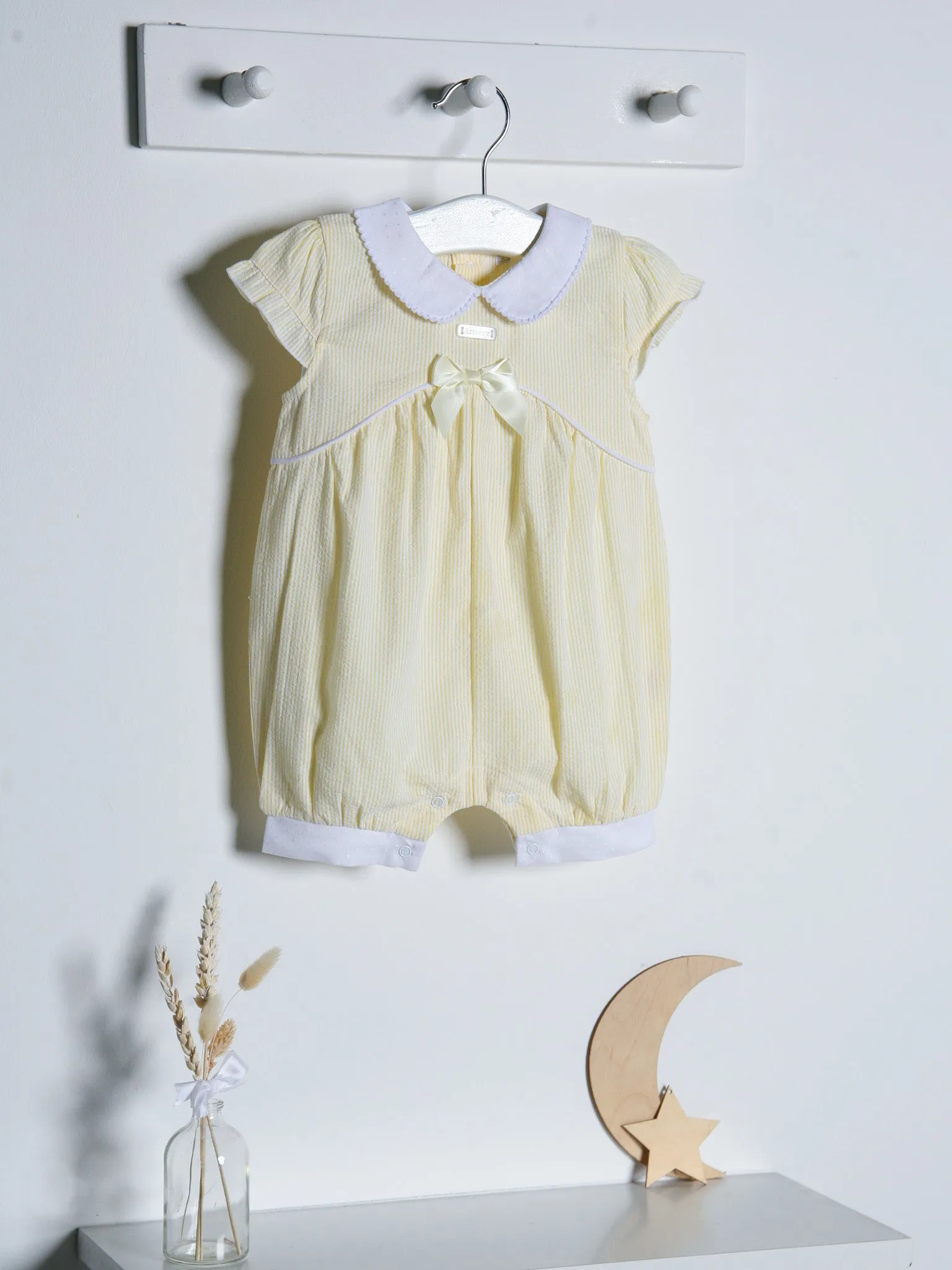 Lemon frill collar seersucker romper