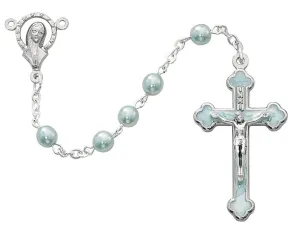 Light Blue Rosary Blue Enamel Cross (5MM)