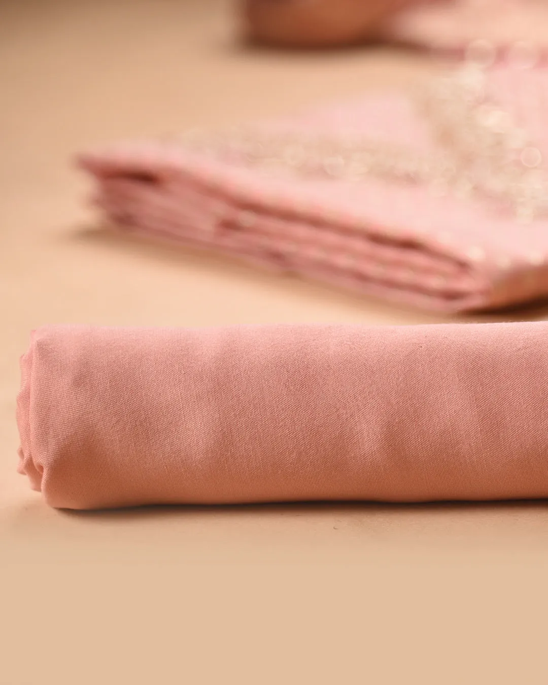 Light Pink Chanderi Woven With Hand Embroidered Unstitched Suit Fabric Set With Chanderi Woven Dupatta