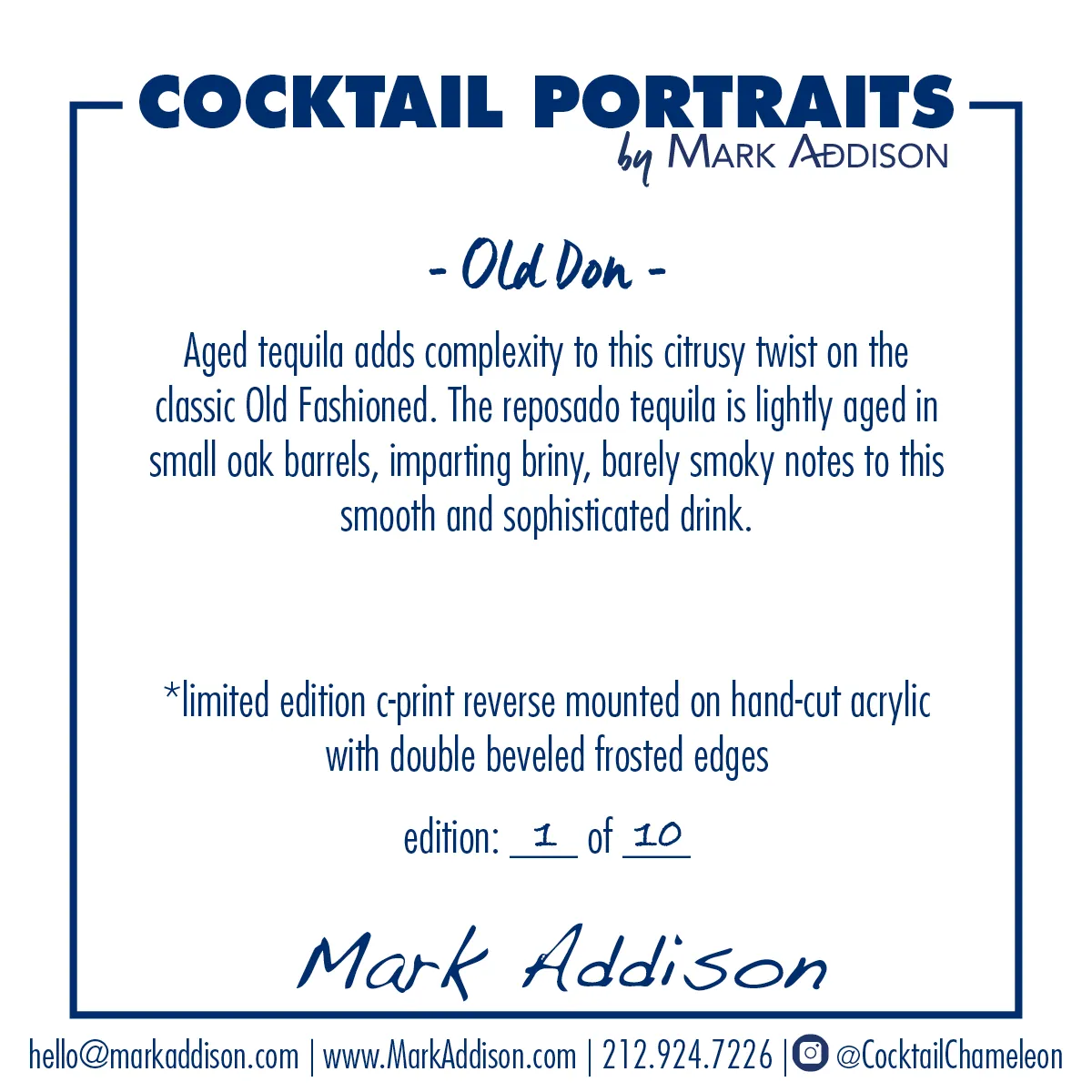 Limited Edition Cocktail Portrait: Old Don