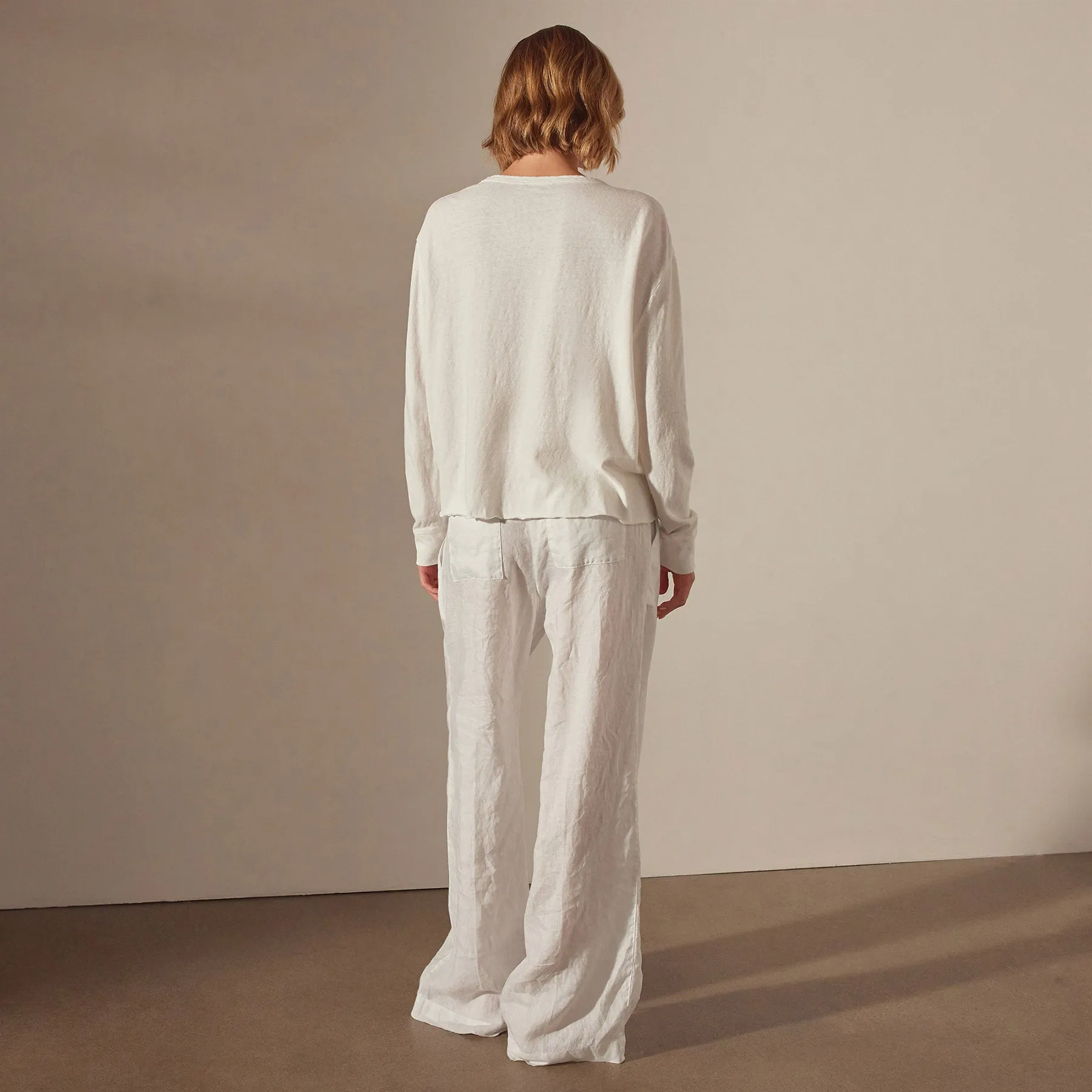Long Sleeve Boxy Tee - White