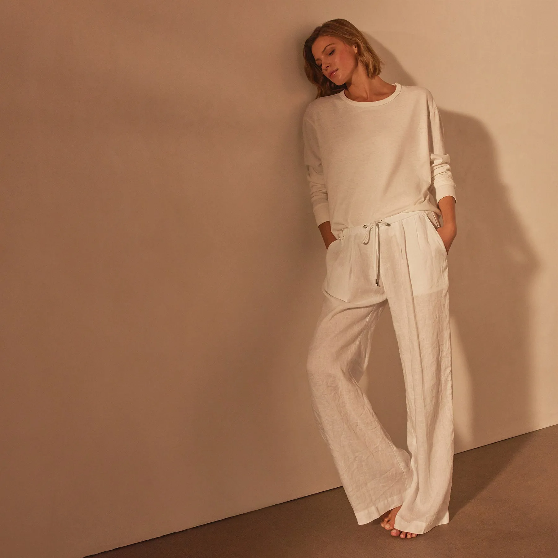 Long Sleeve Boxy Tee - White