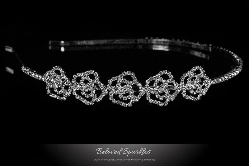 Loraine Petite Rose Rinestone Cluster Headband | Rhinestone