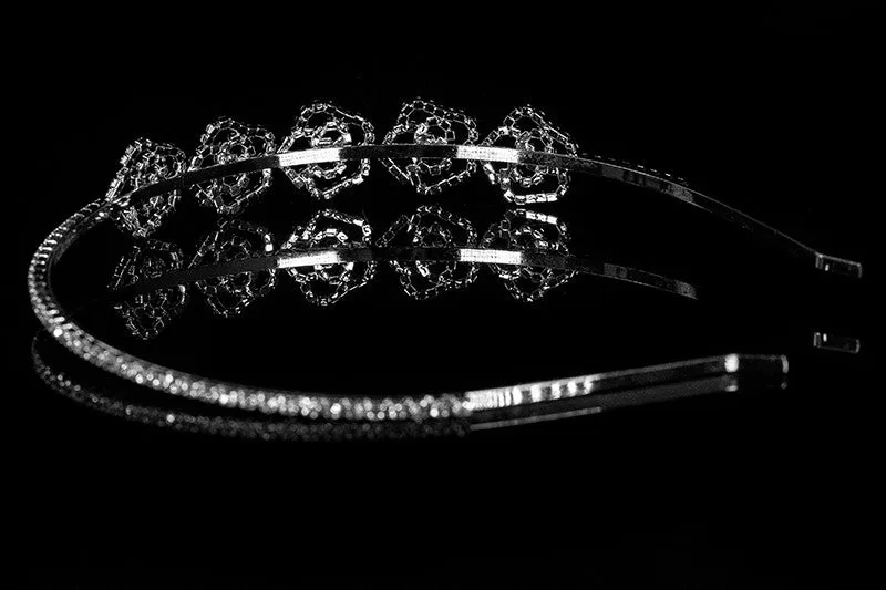 Loraine Petite Rose Rinestone Cluster Headband | Rhinestone