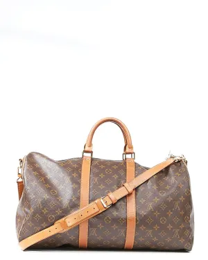 Louis Vuitton Monogram Canvas Keepall 50 Bandoulière Travel Bag