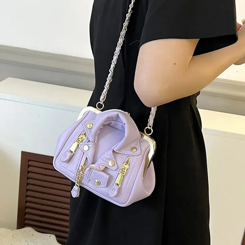 Luxury Women's Bag Leather Rivet Clip Crossbody Bag and Purses Fashion Clothes Shape Lady Shoulder Bags Designer Handbag