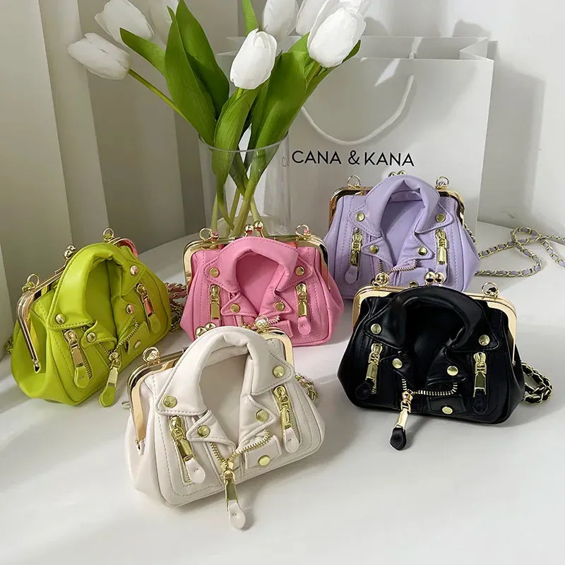 Luxury Women's Bag Leather Rivet Clip Crossbody Bag and Purses Fashion Clothes Shape Lady Shoulder Bags Designer Handbag