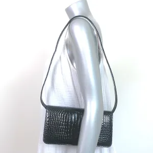 Manolo Blahnik Alligator Clutch Blue Marine Small Shoulder Bag NEW