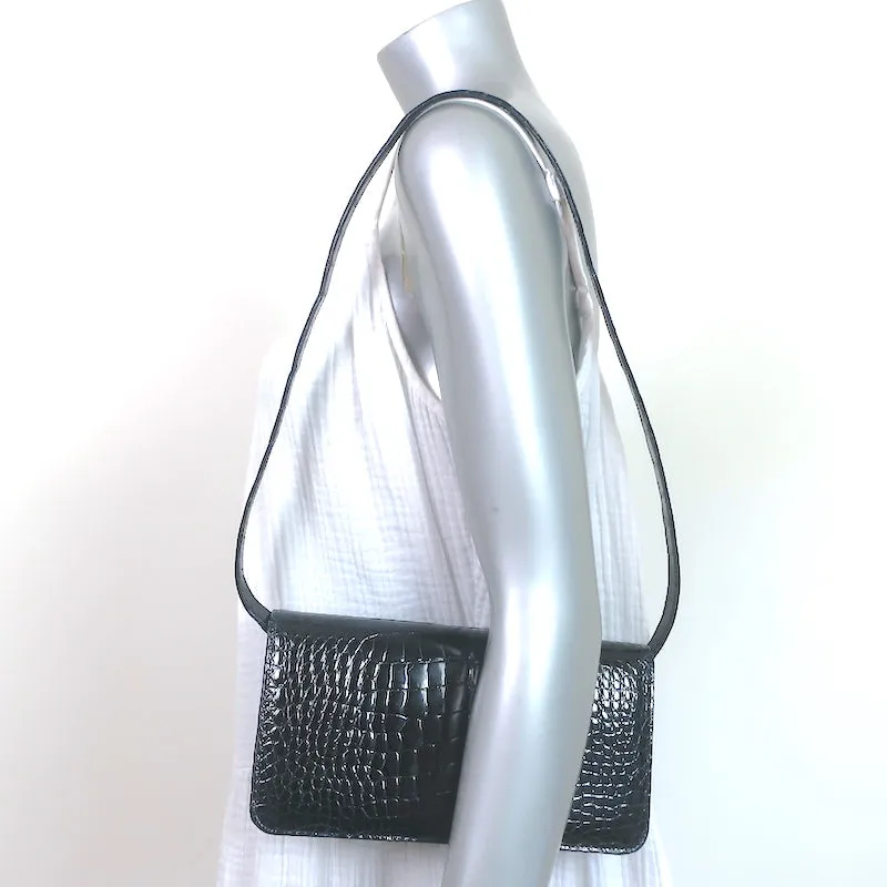 Manolo Blahnik Alligator Clutch Blue Marine Small Shoulder Bag NEW