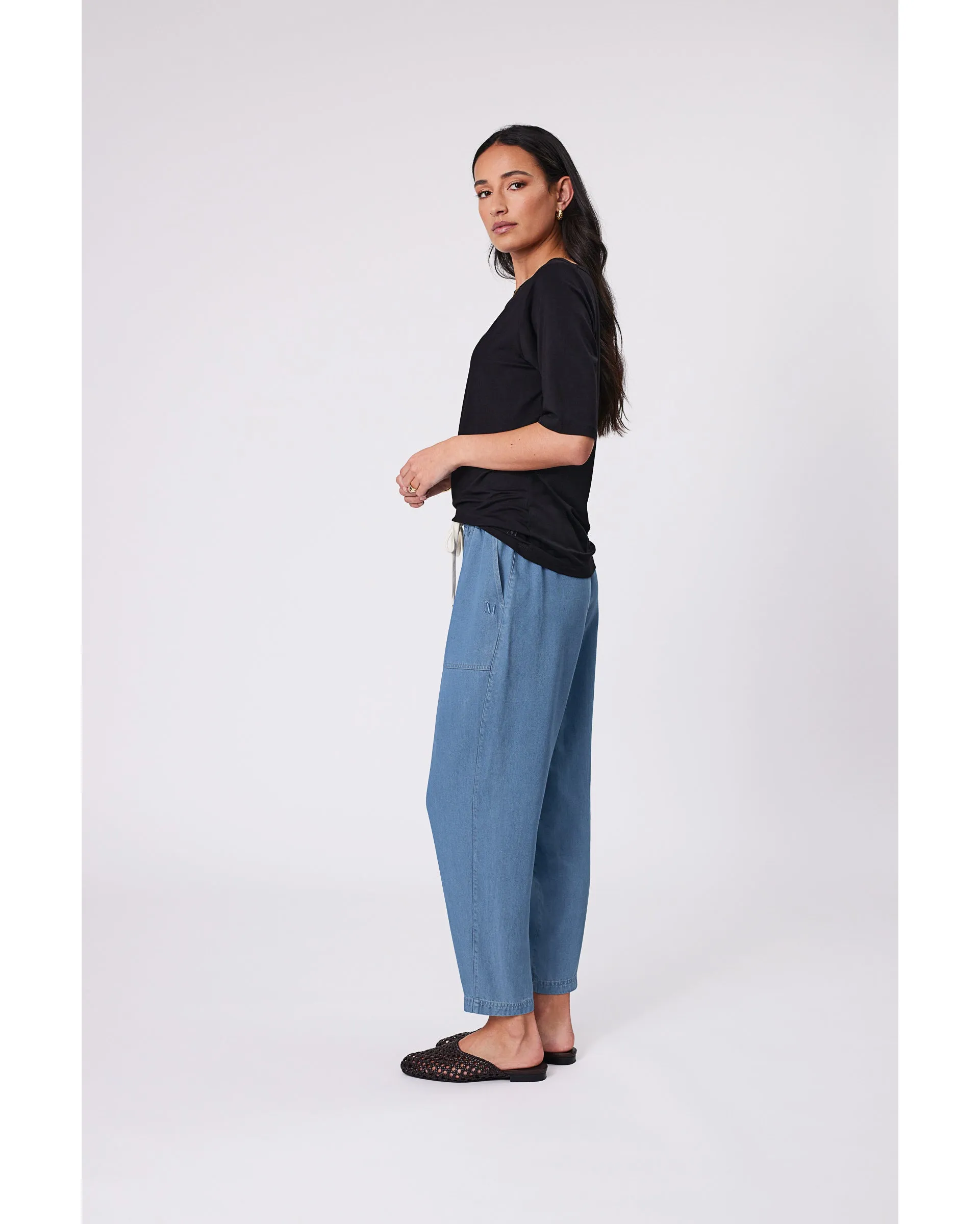 Marlow Level Boat Neck Tee - Black
