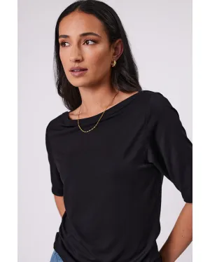 Marlow Level Boat Neck Tee - Black